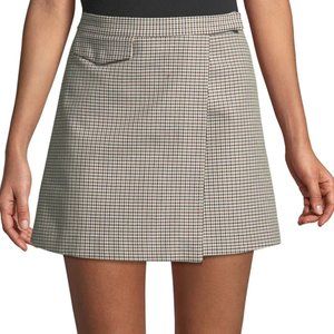 Theory Snap-Tab Fremont Plaid Wrap Mini Skirt
